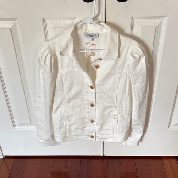 Papaya White Jean Jacket with Gold Buttons - Picture 1 of 2